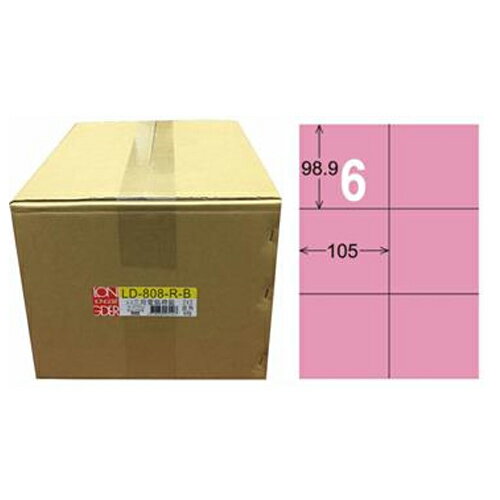 【龍德】A4三用電腦標籤 98.9x105mm 粉紅色 1000入 / 箱 LD-808-R-B