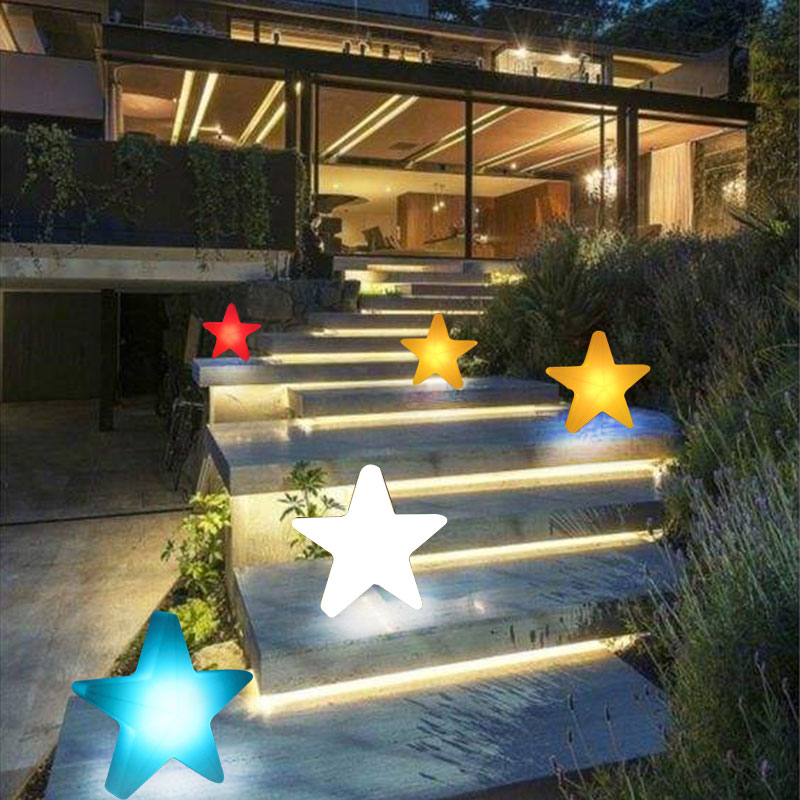 LED戶外景觀園林五角星裝飾燈節日慶典星星燈庭院太陽能落地燈