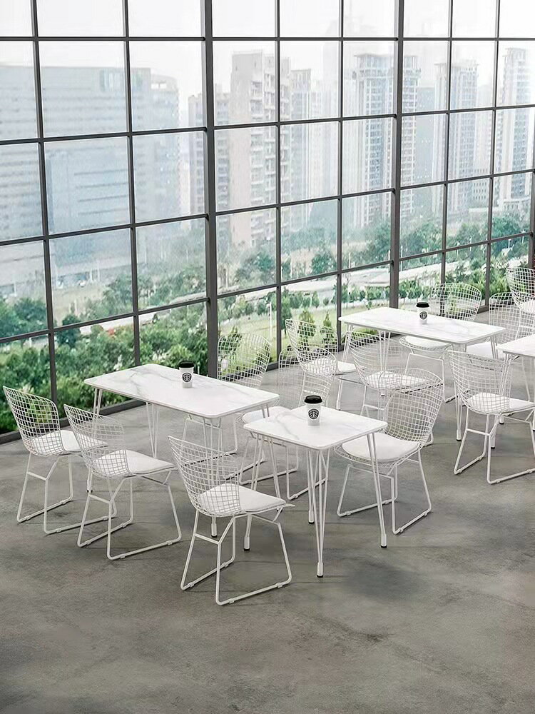餐桌 北歐餐飲茶餐廳餐桌餐椅外擺室外巖板休閑餐桌椅組合