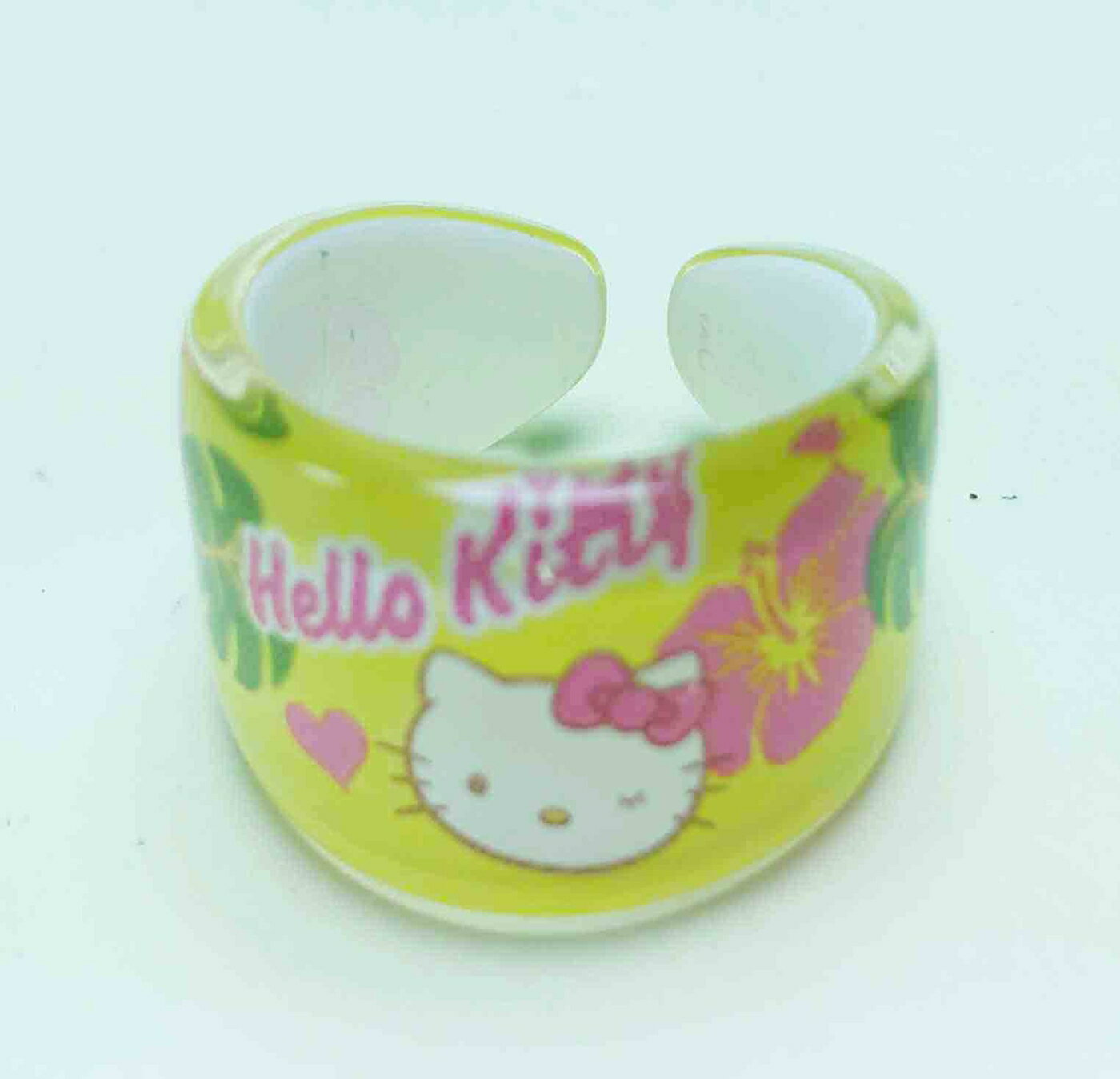 【震撼精品百貨】Hello Kitty 凱蒂貓 塑膠戒指-黃 震撼日式精品百貨