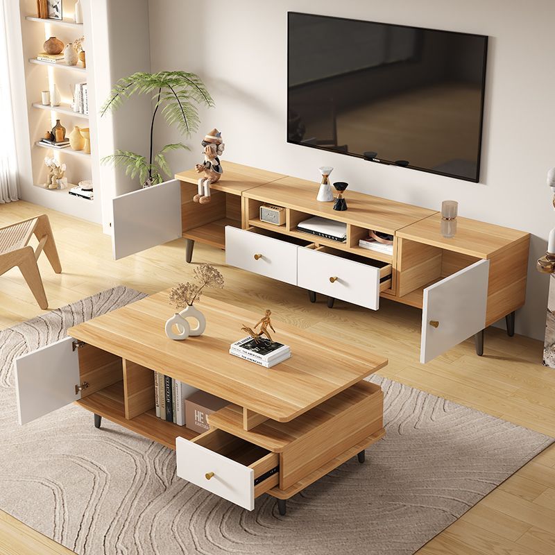 實木電視柜茶幾組合簡約可伸縮柜子家用收納儲物柜小戶型電視機柜 h7222