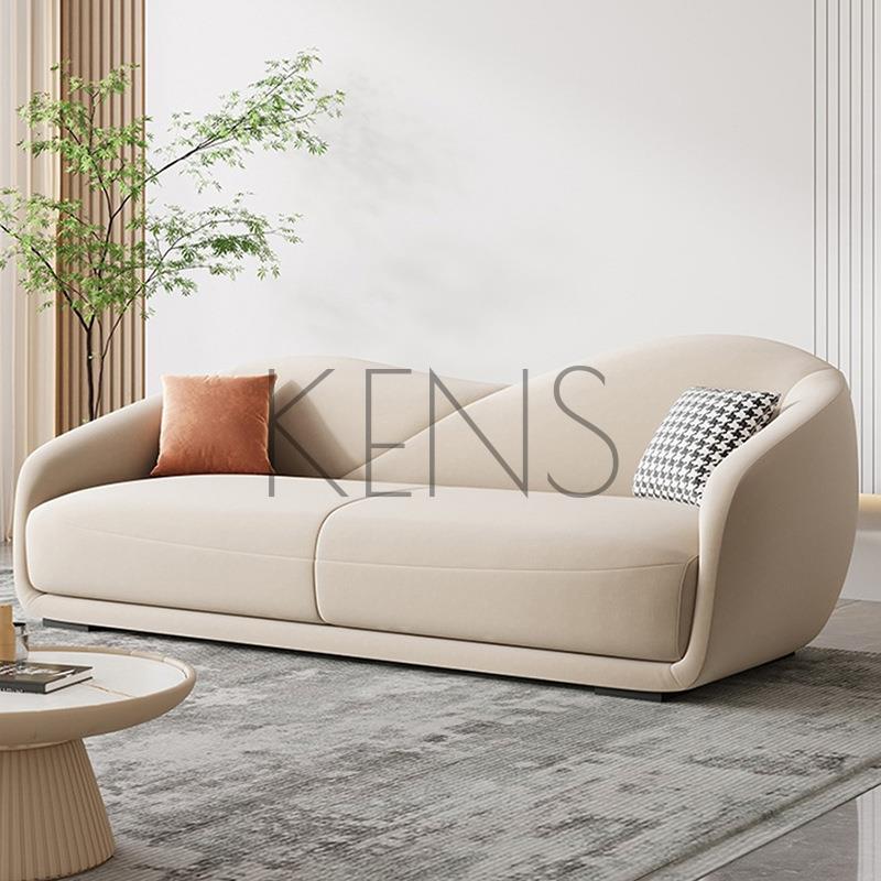 【KENS】沙發 沙發椅 奶油風侘寂風現代布藝沙發意式輕奢弧形北歐客廳組合ins風設計師