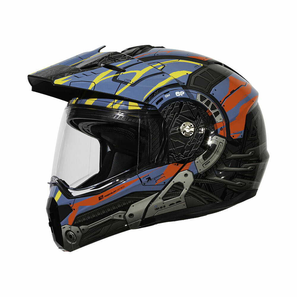 【SOL Helmets】SM-6P複合可掀式安全帽 (賽博格_墨綠/紅黃) ｜ SOL安全帽官方商城