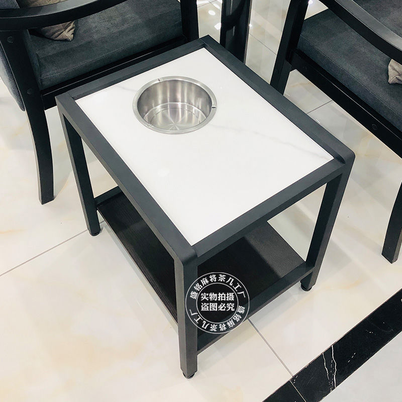 室茶幾巖板茶水架帶煙缸麻將機專用置物架茶水桌麻將館小邊幾472M公司貨