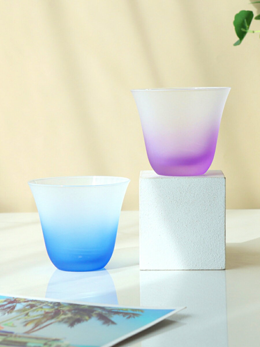 漸變早餐杯闊口雞尾酒玻璃杯女生可愛家用牛奶茶果汁飲料杯子咖啡
