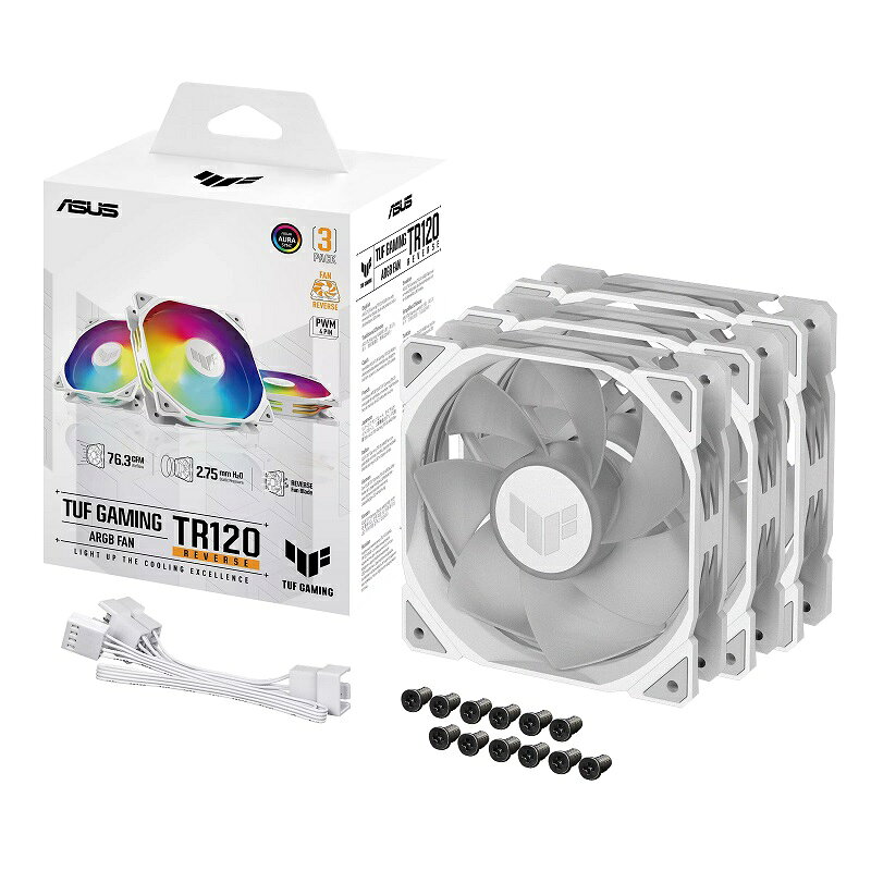 【享最高折300】ASUS 華碩 TUF GAMING TR120 FAN ARGB REVERSE WHITE 反向風扇軍戎白 單入組/3入組