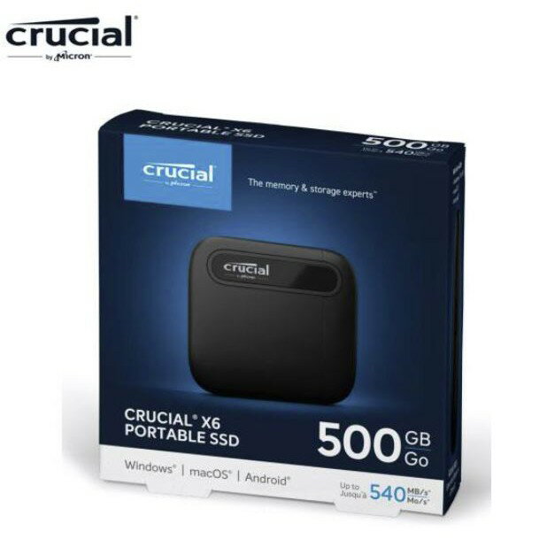 美光Micron Crucial X6 500GB 外接式SSD Type-C行動硬碟 盒裝公司貨CT500X6SSD9
