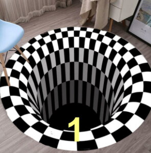 限時促銷❤新款歐式3D圓形印花臥室客廳網紅地毯 螺旋眩暈跨境代發地墊定制