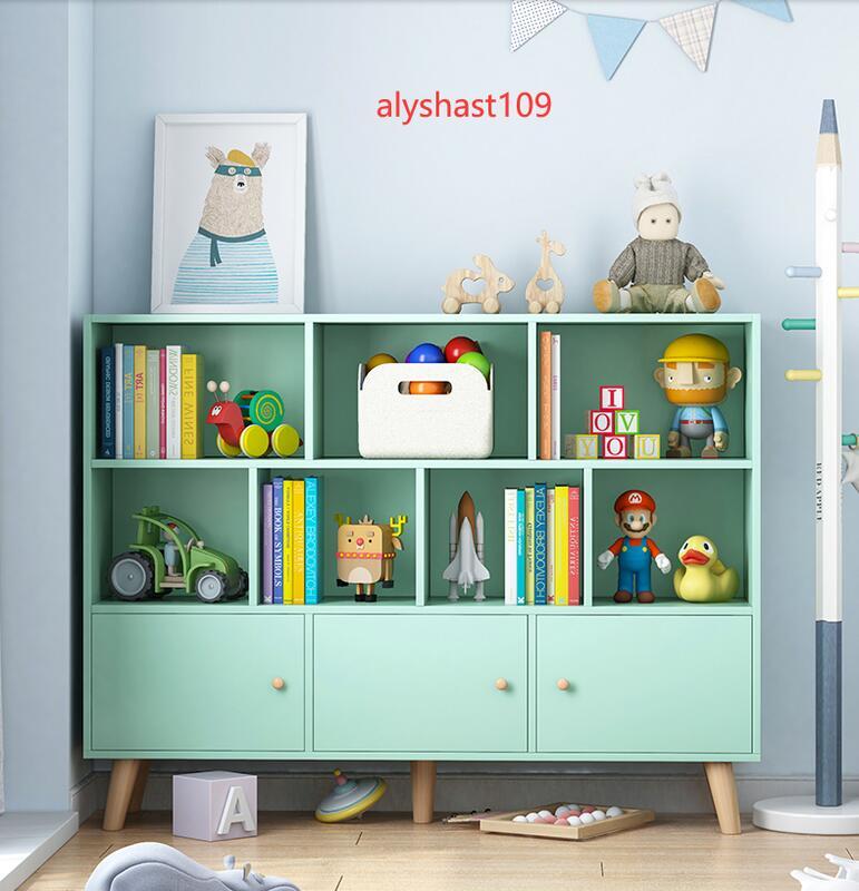 兒童書架落地置物架臥室玩具收納架簡易繪本格子櫃小型學生矮書櫃