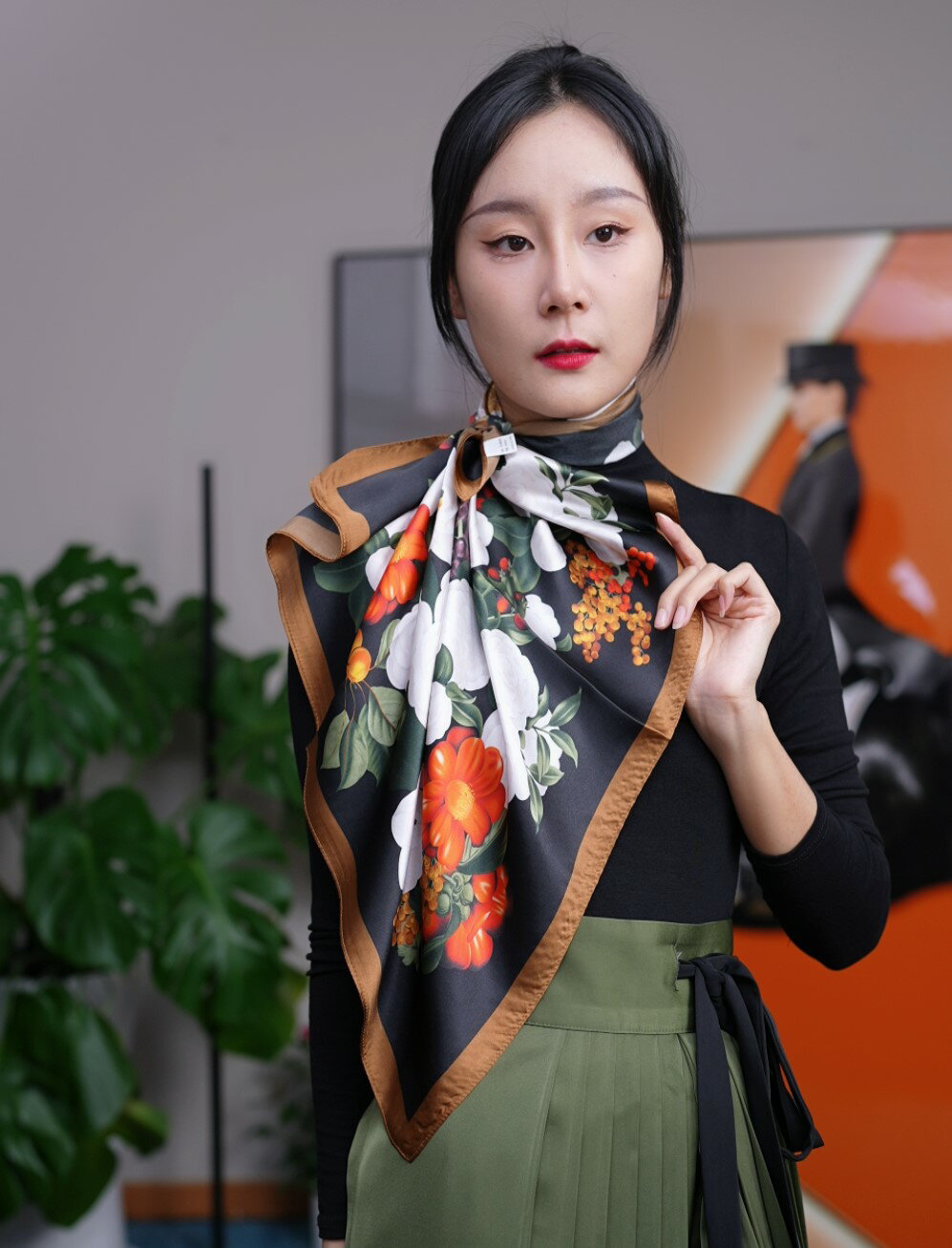 絲巾 絲迷 絲巾100%桑蠶絲高檔真絲圍巾女70cm中方巾百搭12姆米素縐緞【HZ64959】