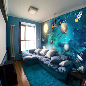 星空墻紙3d立體床頭裝飾銀河主題壁畫兒童房壁紙男孩臥室背景墻布