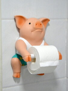 創意小豬紙巾架壁掛衛生間廁所擺件卡通客廳浴室廚房卷紙筒免打孔