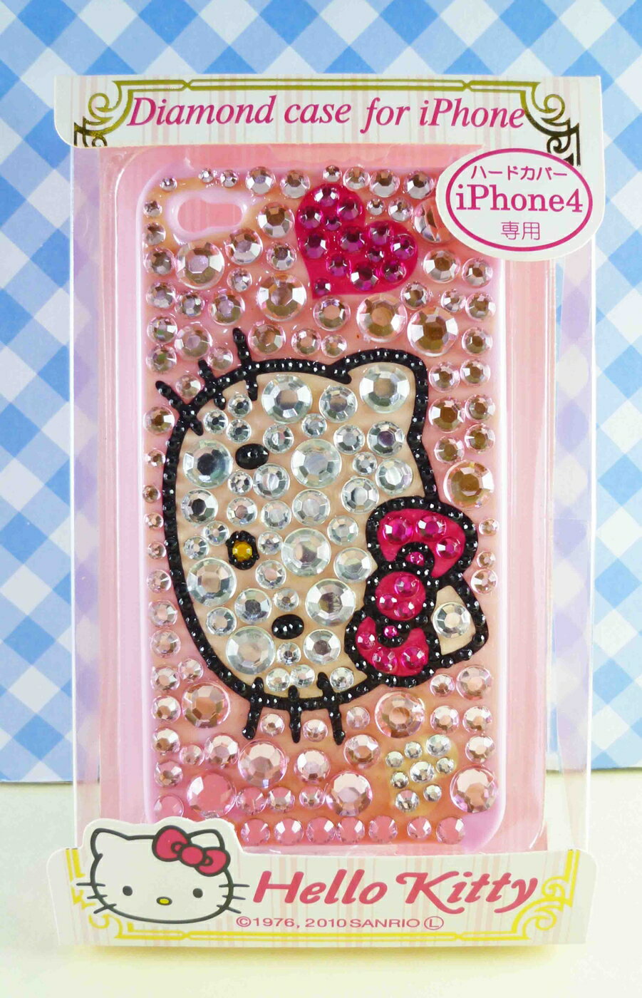 【震撼精品百貨】Hello Kitty 凱蒂貓 HELLO KITTY iPhone4貼鑽手機殼-粉大頭 震撼日式精品百貨