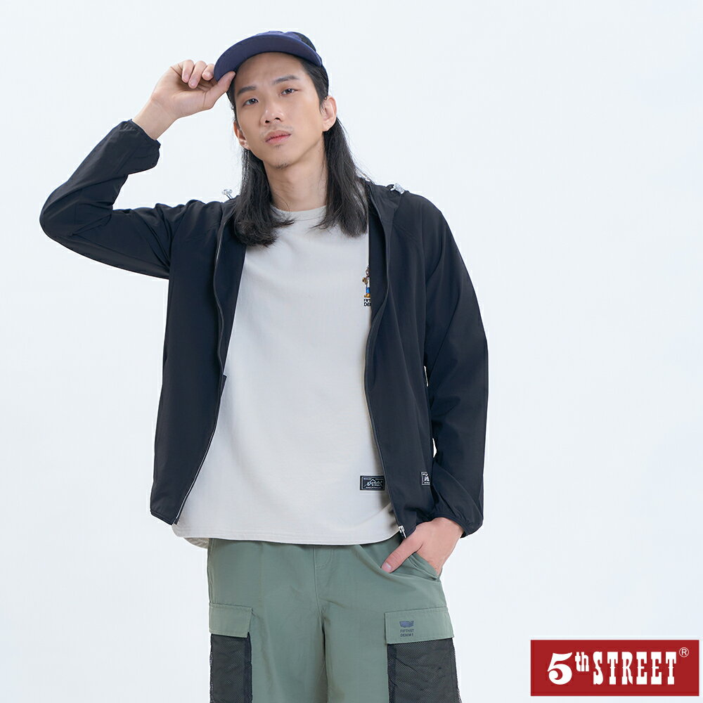 男裝 冰感防曬 抗UV 涼感 速乾 防曬外套 黑色 (510612) 【5th STREET】【APP下單享4%回饋】