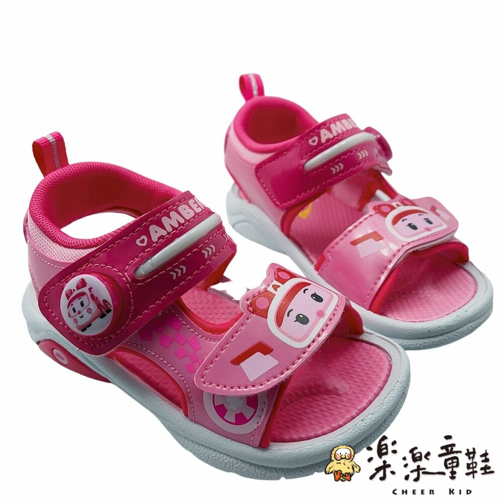 臺灣製波力救援小隊電燈涼鞋-安寶 另有兩色可選 - 臺灣製 臺灣製童鞋 MIT MIT童鞋 女童鞋 男童鞋 臺灣製涼鞋 露趾涼鞋 電燈涼鞋 波力童鞋 救援小英雄 波力 Poli 羅尹 Roy 安寶 Amber 波力Poli Robocar Poli