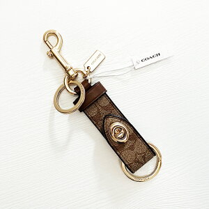 美國百分百【全新真品】COACH 鑰匙圈 C4316 皮革 配件 專櫃精品 吊飾 LOGO 印花 駝色 CJ70