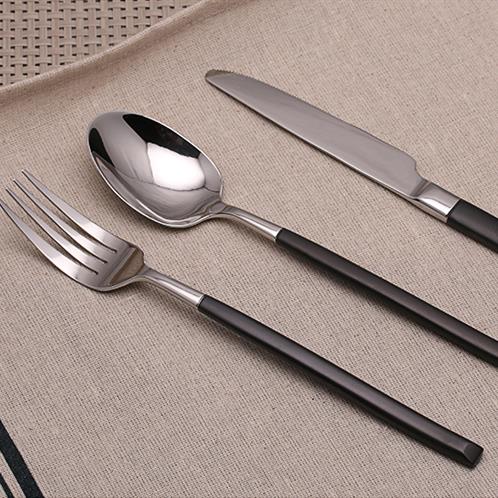 歐式304不銹鋼餐具電鍍黑金拉絲牛排正西餐餐刀叉勺不銹鋼三件套