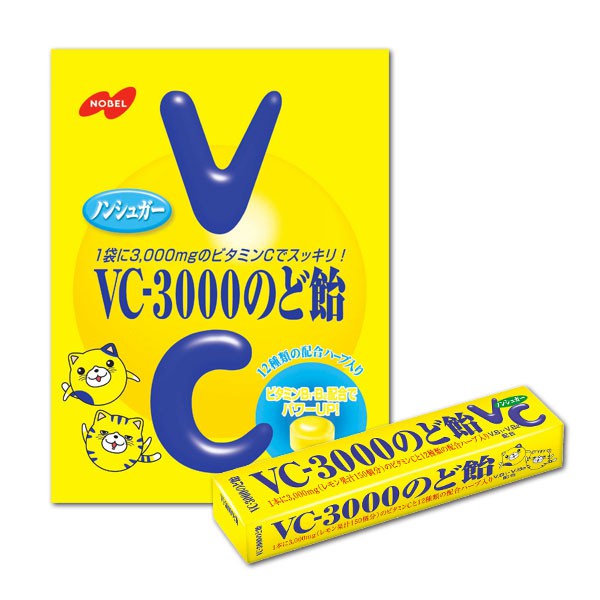 【江戶物語】NOBEL 諾貝爾 VC-3000 檸檬條糖 無糖喉糖 維他命C 條糖 日本糖果 日本進口