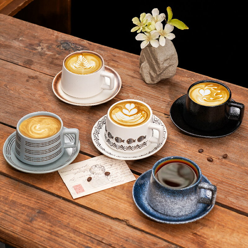 復古陶瓷咖啡杯碟套裝下午茶杯子簡約家用早餐牛奶花茶杯高檔精致