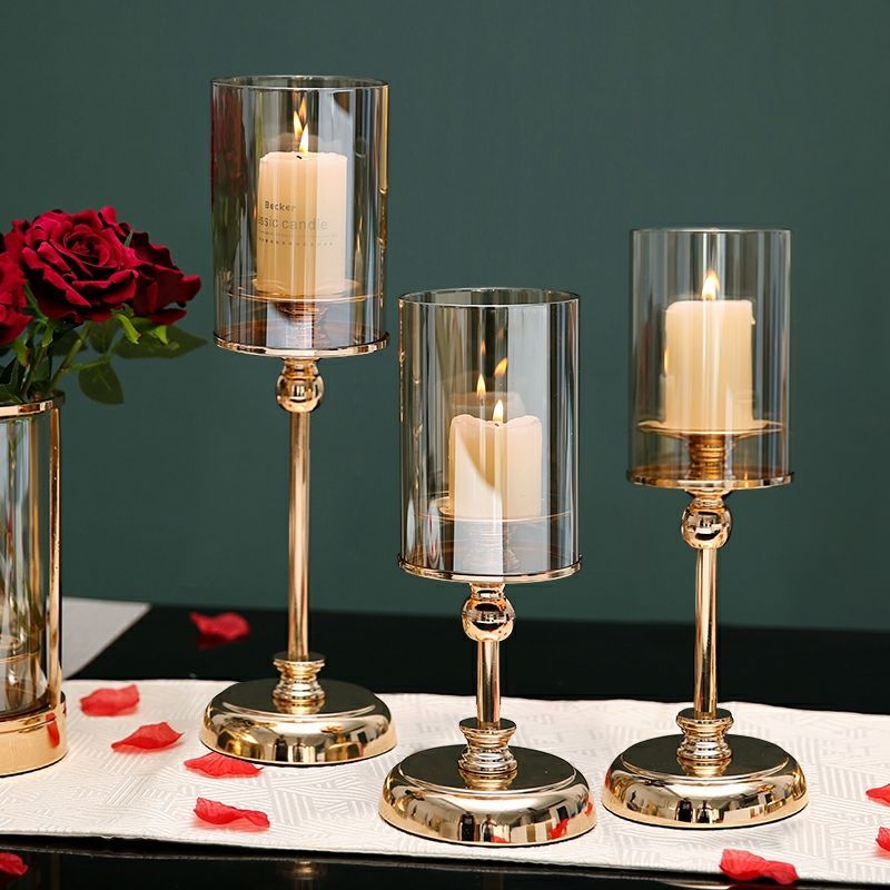 免運 輕奢蠟燭臺北歐復古浪漫餐桌燭光晚餐道具家用簡約現代裝飾品擺件-快速出貨