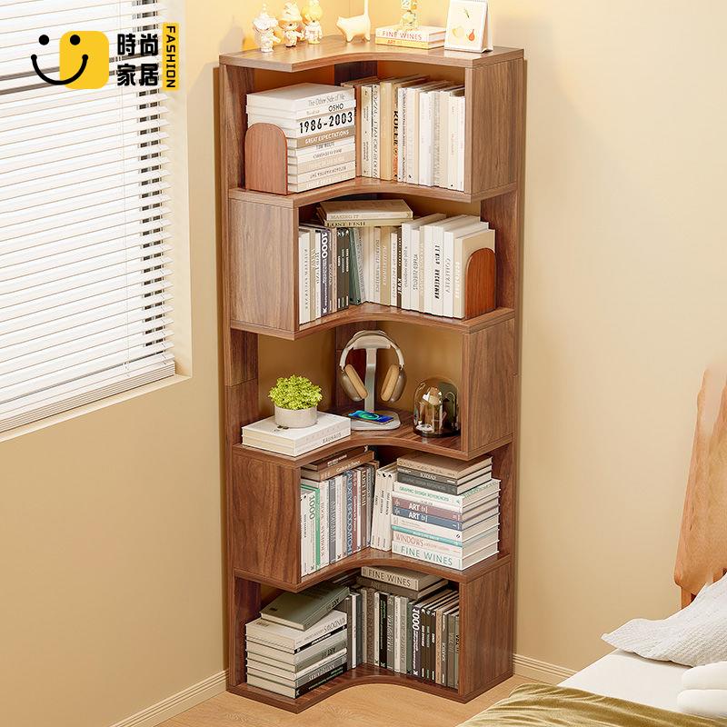 【時尚家居】工廠現貨 轉角書架 一體靠墻落地置物架 家用兒童收納書櫃 簡易多層墻角儲物櫃 免運 可開發票