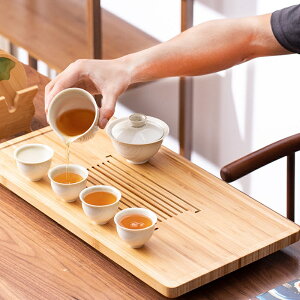 APP下單享點數9%｜竹製茶盤家用儲水式排水兩用茶盤小型原木色速乾茶托小茶臺茶海