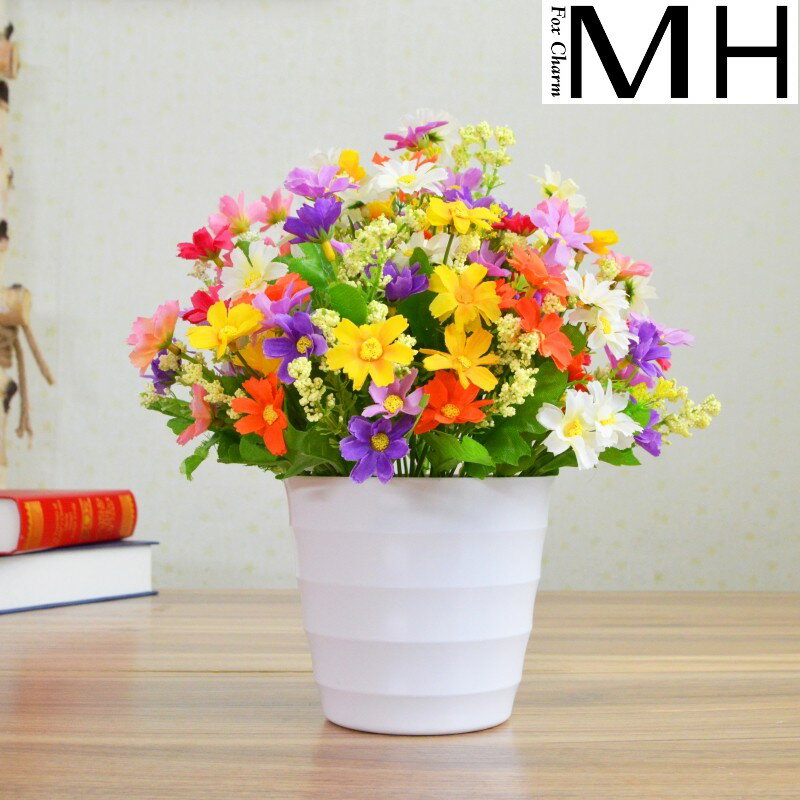 桌花小清新陶瓷圓球花瓶田園花藝擺件客廳家居裝飾品假花模擬套裝