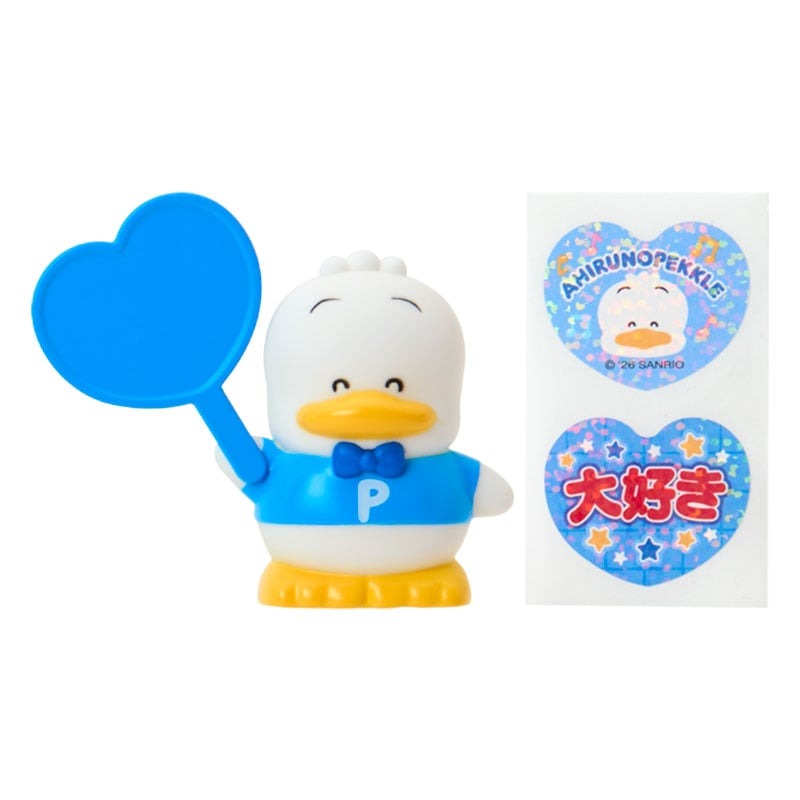 asdfkitty*三麗鷗 粉盒 貝克鴨 應援扇造型夾子 手指玩偶 附貼紙-名片夾 相片夾-日本正版商品