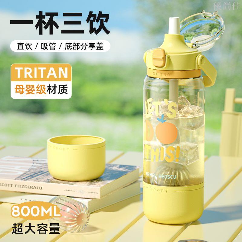 大容量水杯tritan耐高溫女生高顏值學生運動便攜帶吸管杯子