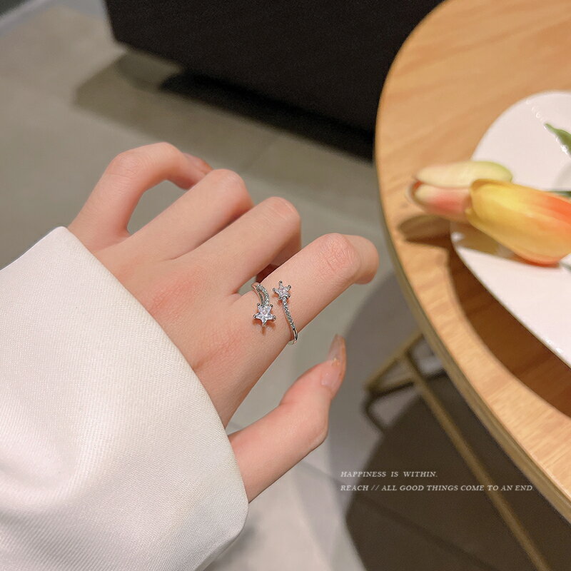 五角星鋯石開口戒指女ins潮輕奢小眾設計高階感食指戒年新款