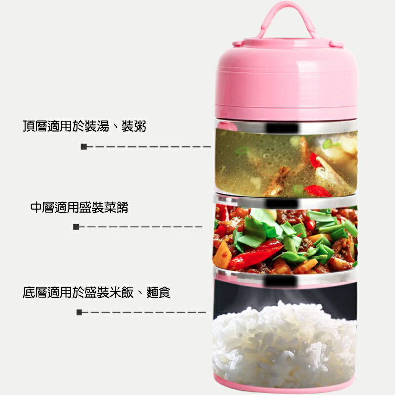 304不鏽鋼三層提鍋【緣屋百貨】天天出貨 便當盒 保溫盒 不鏽鋼保溫盒 保鮮盒 外帶盒 多功能便當盒 三層便當盒 野餐盒 3