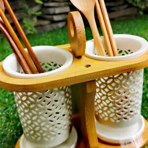 美麗大街【108080864】一木一匠陶瓷筷子筒瀝水筷子架家用雙排餐具收納盒