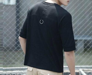FINDSENSE MD 韓國 時尚潮 男 休閒寬鬆 純色素面 鐵環裝飾 短袖T恤 特色短T 學生T