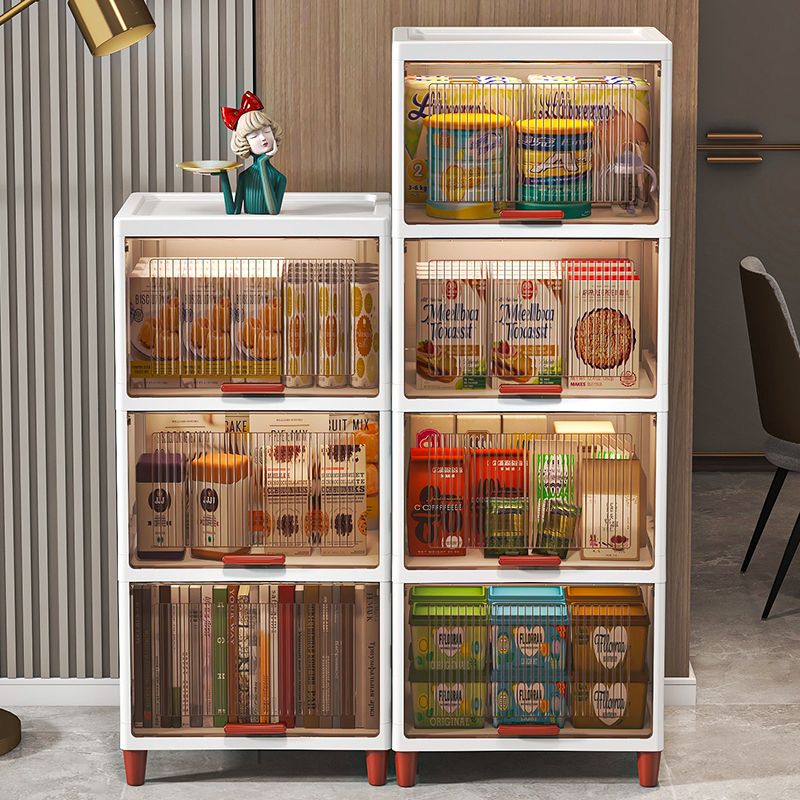 翻蓋式收納柜客廳零食收納置物架多層整理架子衛生間儲物柜收納箱