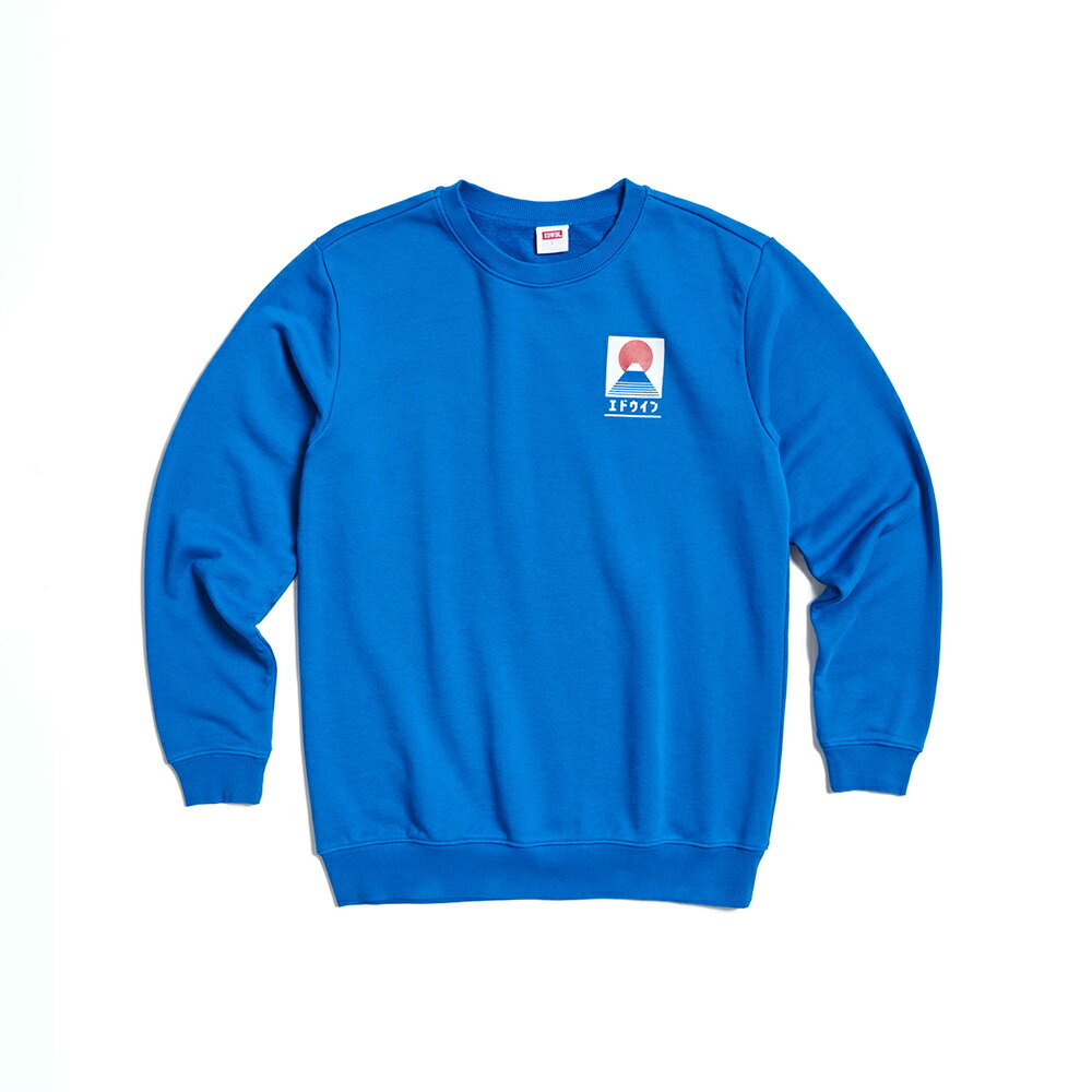 EDWIN 男女款 東京散策系列 富士山LOGO長袖T恤 (藍色) 1