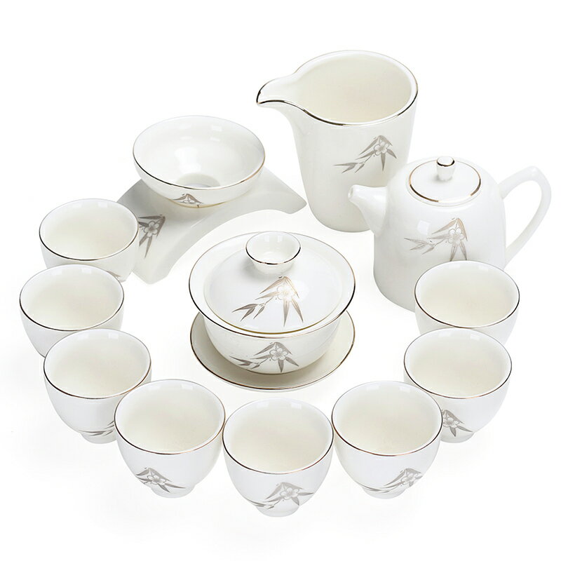 羊脂玉白瓷茶具套裝家用簡約辦公喝茶壺泡茶器陶瓷杯子禮品