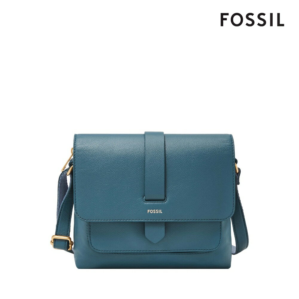 送禮首選★FOSSIL Kinley 真皮翻蓋方包--藍色 ZB7878106【美國時尚品牌】 附防塵袋+提袋【全館滿額折價★FOSSIL全系列包夾送美妝蛋】
