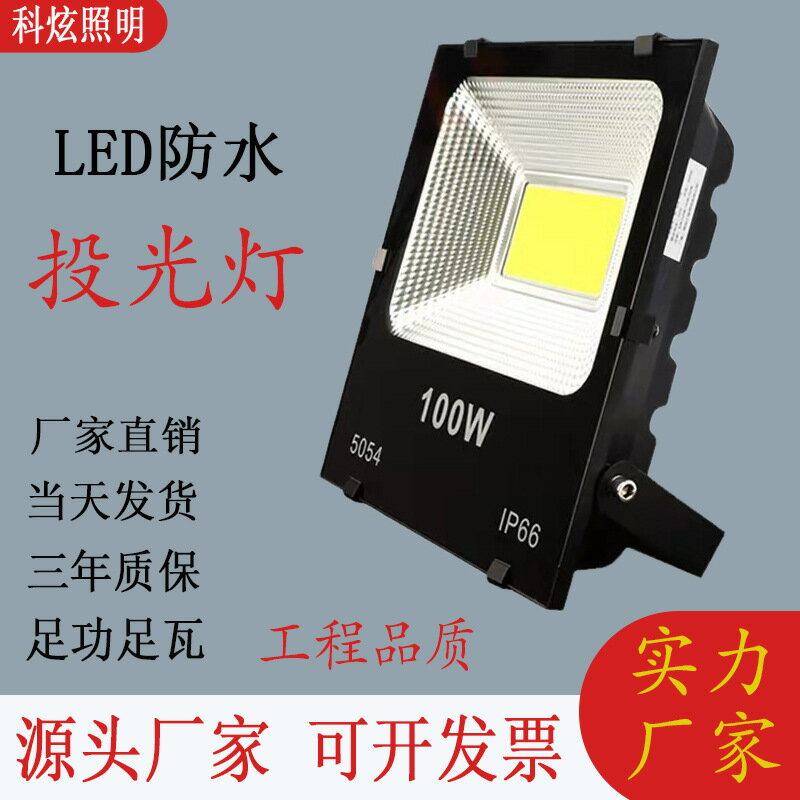 黑金剛LED投光燈100W防水球場燈5054投光燈彩色戶外工程投光燈