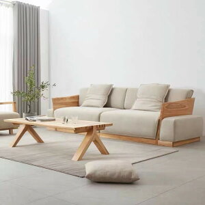 日式沙發 小戶型 原木風 實木布藝沙發 簡約現代客廳榻榻米 北歐沙發床