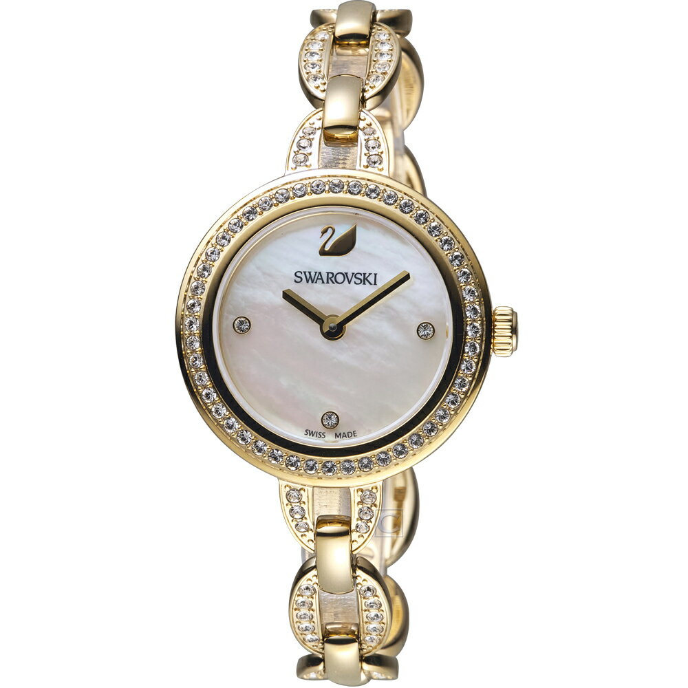 SWAROVSKI 施華洛世奇 I璀璨光輝鍊式腕錶-金色(5253335)-28mm-白面鋼帶【刷卡回饋 分期0利率】【APP下單22%點數回饋】