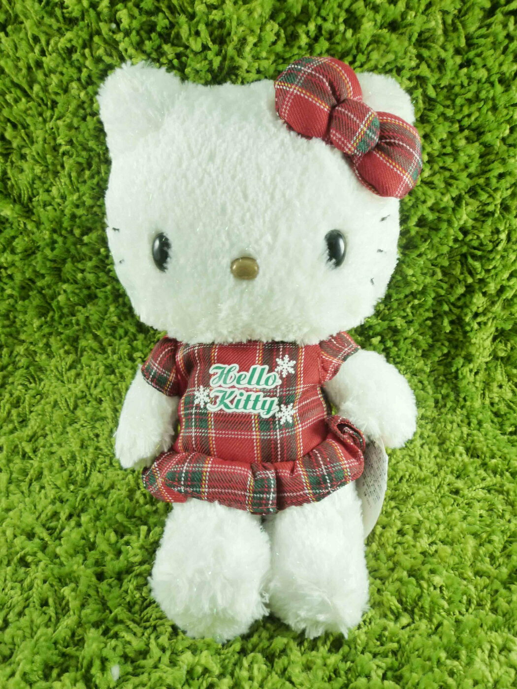 【震撼精品百貨】Hello Kitty 凱蒂貓 KITTY絨毛娃娃-紅格圖案-站姿 震撼日式精品百貨