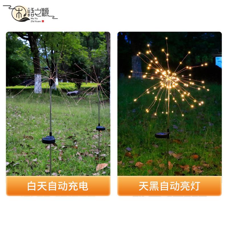 【台灣公司現貨速發】草坪庭院布置led太陽能地插煙花燈滿天星銅線燈戶外防水裝飾彩燈