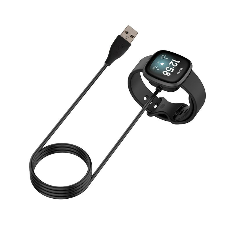 充電線】Fitbit VERSA 3/4 通用款SENSE 智慧手環充電器黑色100CM | 殼