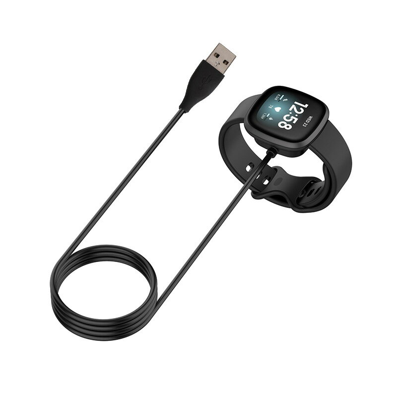 充電線】Fitbit VERSA 3/4 通用款SENSE 智慧手環充電器黑色100CM