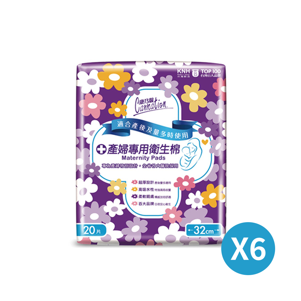 康乃馨 產婦專用衛生棉 20片x6包【居家生活便利購】