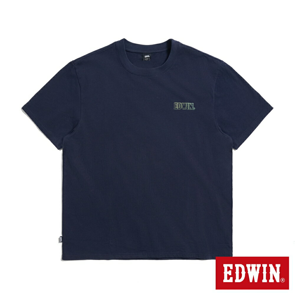 EDWIN 虹光印花寬版短袖T恤-男款 丈青色
