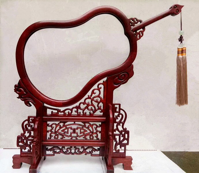 實木玻璃插屏相框 大理石 剪紙雙面繡 字畫藝術葫蘆 畫框禮品擺件 2