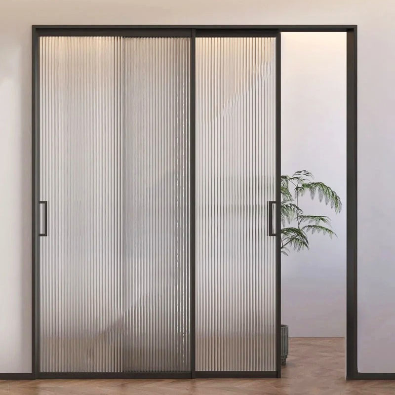 免運 玻璃門 雙層無軌推拉門超白長虹油砂浴室玻璃門雙推門極窄三聯動定製 可開發票 全館五折 工廠現貨直銷 新品特價 b9084