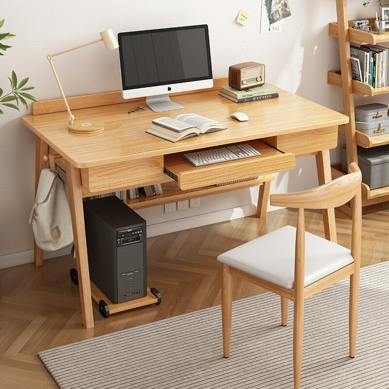 【免運】可開發票 實木腿電腦桌臺式桌家用簡易桌子書桌簡約現代臥室書房學習辦公桌