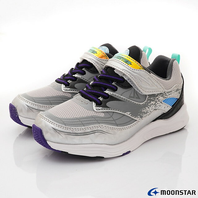 日本月星Moonstar機能童鞋炫技者-水系列寬楦耐磨運動鞋款00251銀(中小童段)